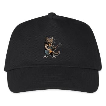 Rock Guitar Player Cat - Kids’ Baseball Cap - black - Front