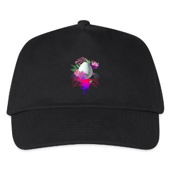 Osterei Blumen Kunst Retro Wave - Kinder Basecap - Schwarz - Vorne