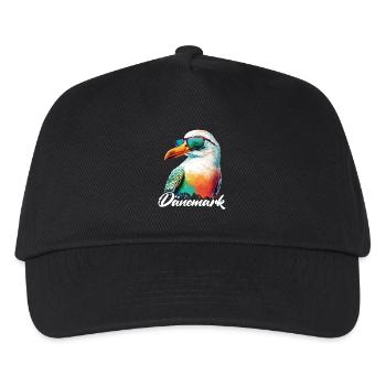 Dänemark Urlaub coole bunte Möwe mit Sonnenbrille - Kinder Basecap - Schwarz - Vorne