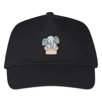 Elefant Karton - Kinder Basecap - Schwarz - Vorne
