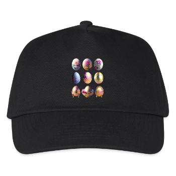 Bunte Ostereier Sticker Set - Kinder Basecap - Schwarz - Vorne