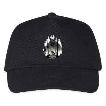 Grizzlybär Bär Valknut Wotansknoten Wald Wikinger - Kinder Basecap - Schwarz - Vorne