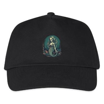 Comic Ghul Zombie Meerjungfrau - Grusel Motiv - Kinder Basecap - Schwarz - Vorne