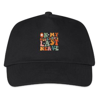 On My Husband s Last Nerve Groovy On Back - Kids’ Baseball Cap - black - Front