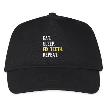Eat Sleep Fix Teeth Repeat Dentist Shirt - Kids’ Baseball Cap - black - Front