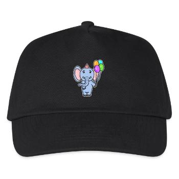 Elefant Geburtstag Luftballon - Kinder Basecap - Schwarz - Vorne