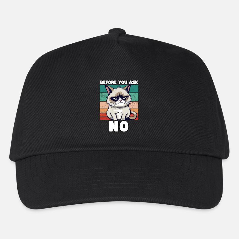 Grump Cat - Before You Ask No - Zynischer Spruch - Kinder Basecap - Schwarz
