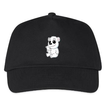 Eisbär Familie - Eisbär mit Baby - Eisbär Motiv - Kinder Basecap - Schwarz - Vorne