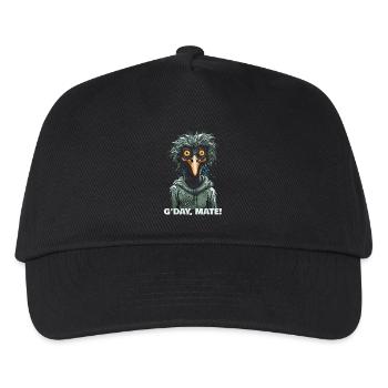 G'day Mate: Australischer Emu Cartoon - Kinder Basecap - Schwarz - Vorne