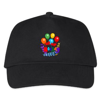 Hippe hippe Hurra-Girlanden und Luftballons - Kinder Basecap - Schwarz - Vorne