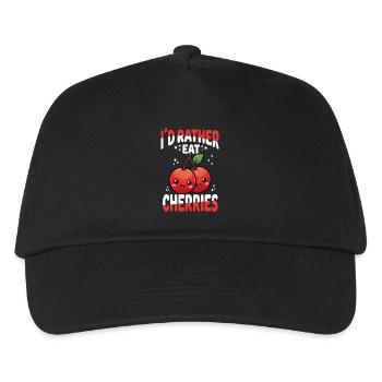 Kirschen Kawaii - Kinder Basecap - Schwarz - Vorne