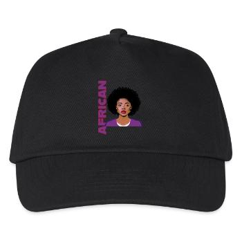 Woman with Afro and African lettering - Kids’ Baseball Cap - black - Front