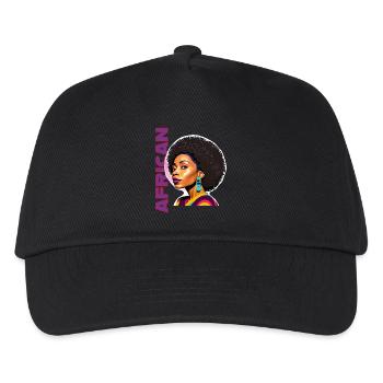 Schwarze Frau mit Schriftzug American - Kinder Basecap - Schwarz - Vorne