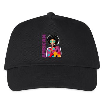 Black Woman with African lettering - Kids’ Baseball Cap - black - Front