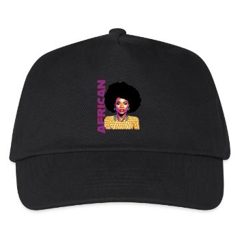 Black Woman 12 mit Schriftzug African - Kinder Basecap - Schwarz - Vorne