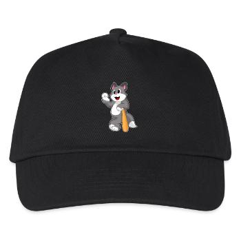 Katze Baseball Baseballschläger - Kinder Basecap - Schwarz - Vorne