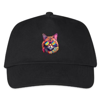 Cat Hippie 60s 70s - Kids’ Baseball Cap - black - Front