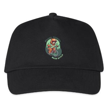 Pedal Power Teddy rides bike - Kids’ Baseball Cap - black - Front