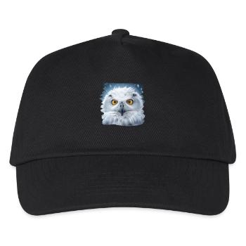 Eulen Kauz Owl Uhu Nachteule Eule - Kinder Basecap - Schwarz - Vorne
