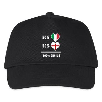 Angleterre et Italie 100% drapeaux fantastiques - Casquette de baseball Enfant - noir - Devant
