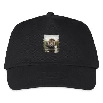 Lion realistic lion - Kids’ Baseball Cap - black - Front