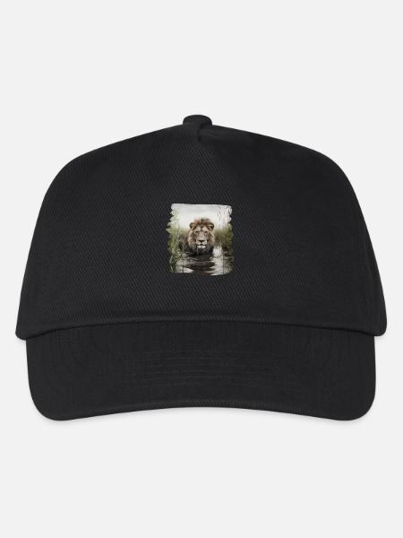 Löwen realistic Löwe - Kinder Basecap - Schwarz