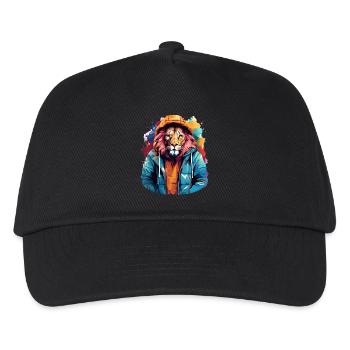 Streetstyle-Löwe | Löwen-Liebhaber - Kinder Basecap - Schwarz - Vorne