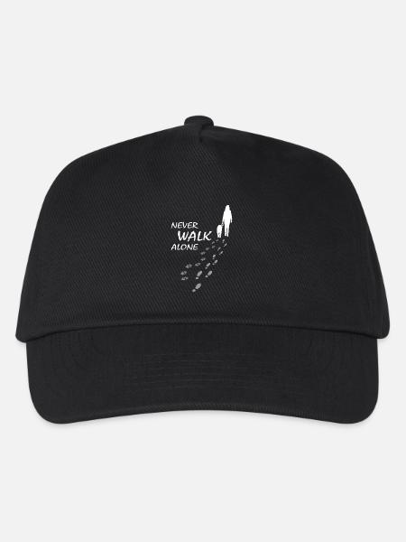 Never walk alone - Hund Frauchen Gassi, Backprint - Kinder Basecap - Schwarz