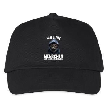 Ich liebe Menschen und Ironie und Sarkasmus - Kinder Basecap - Schwarz - Vorne
