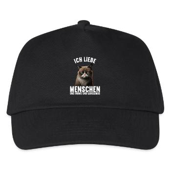 Ich liebe Menschen und Ironie und Sarkasmus - Kinder Basecap - Schwarz - Vorne
