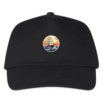 Segelschiff Seemann - Kinder Basecap - Schwarz - Vorne