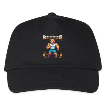 Gewichthebär Bodybuilding Kraftsport Fitness Meme - Kinder Basecap - Schwarz - Vorne