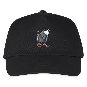 Marsupial rat skier skiing winter sports - Kids’ Baseball Cap - black - Front