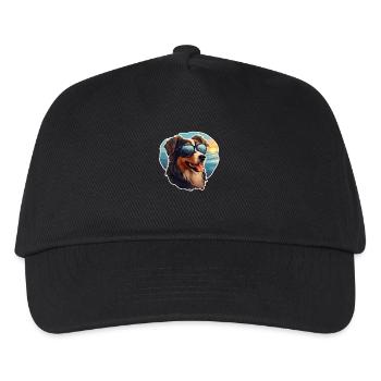 Hund mit Sonnenbrille - Kinder Basecap - Schwarz - Vorne