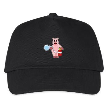 Pig Firefighter Fire Hose Fire Hose Fire Brigade - Kids’ Baseball Cap - black - Front