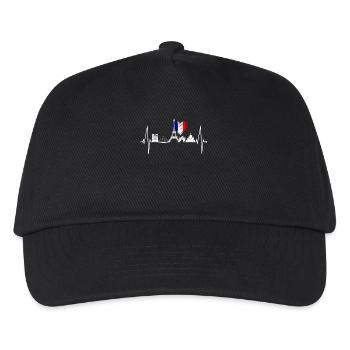 Paris Skyline Herzschlag Eiffelturm Frankreich - Kinder Basecap - Schwarz - Vorne