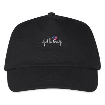 Boston Skyline Herzschlag USA Flagge Herz Liebe - Kinder Basecap - Schwarz - Vorne