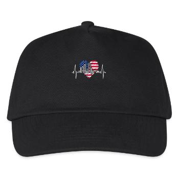Boston Skyline Heartbeat États-Unis Flag Heart Love - Casquette de baseball Enfant - noir - Devant