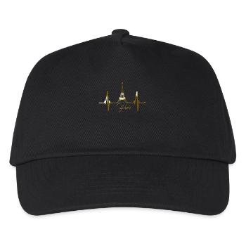 Paris Skyline Herzschlag Eiffelturm Frankreich - Kinder Basecap - Schwarz - Vorne