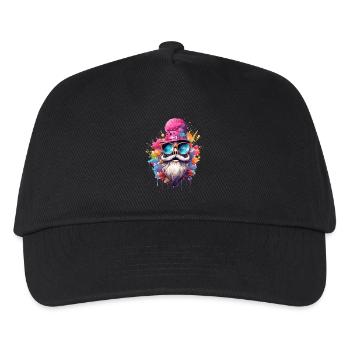 Lustiger Opa mit Hut und Farbexplosion - Kinder Basecap - Schwarz - Vorne