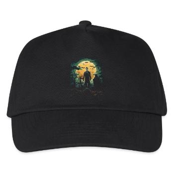 Skeleton zombie in foggy cemetery at full moon - Kids’ Baseball Cap - black - Front