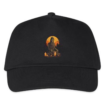 Gloomy skeleton with candles in front of full moon - Kids’ Baseball Cap - black - Front