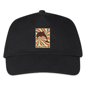 Delphin Retro Vintage - Kinder Basecap - Schwarz - Vorne