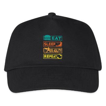 Eat Sleep Dog Agility Repeat - Kinder Basecap - Schwarz - Vorne