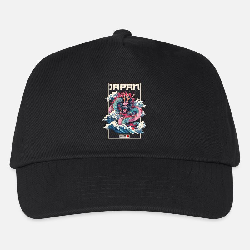 Tokio Asien 80er Japanischer Retro Drache Drachen - Kinder Basecap - Schwarz
