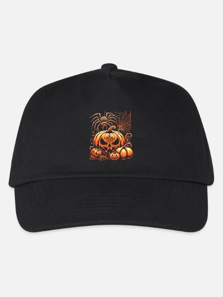 Halloween spider with pumpkins - Kids’ Baseball Cap - black