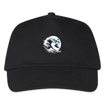 Astronaut Surfer Mond Wellenreiter - Kinder Basecap - Schwarz - Vorne