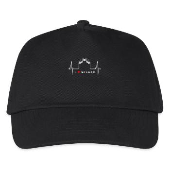 Mailand Skyline Italien Herzschlag Fan Love Milano - Kinder Basecap - Schwarz - Vorne