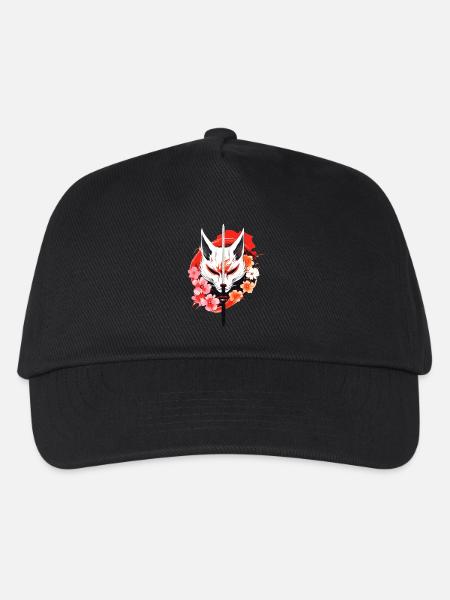 Kitsune Fuchs Maske Kumiho Samurai Japan Anime - Kinder Basecap - Schwarz