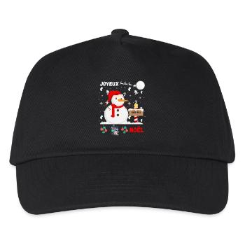 Frohe Weihnachten Schneemann - Kinder Basecap - Schwarz - Vorne